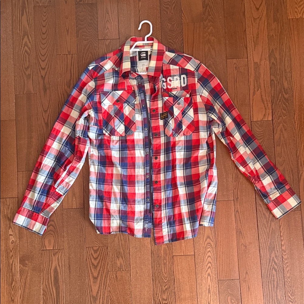 G-Star Red, Blue & White Plaid Button-Down Shirt